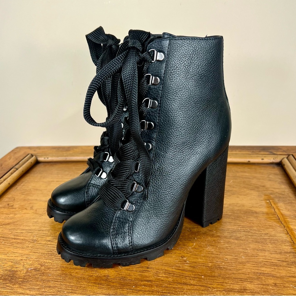 NEW Schultz Zara Black Leather Booties Lace Up Size 8